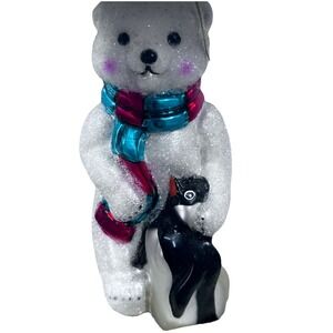 Polar Bear European Blown Glass Santa's Best Christmas Cubby Bear 1997 Vintage